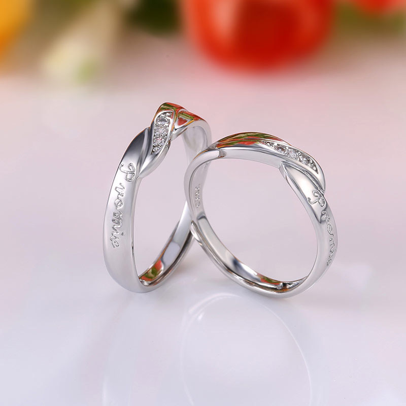 Wholesale Jewelry Eternal Promise Plated Real Gold With Zirconia English Couple Ring