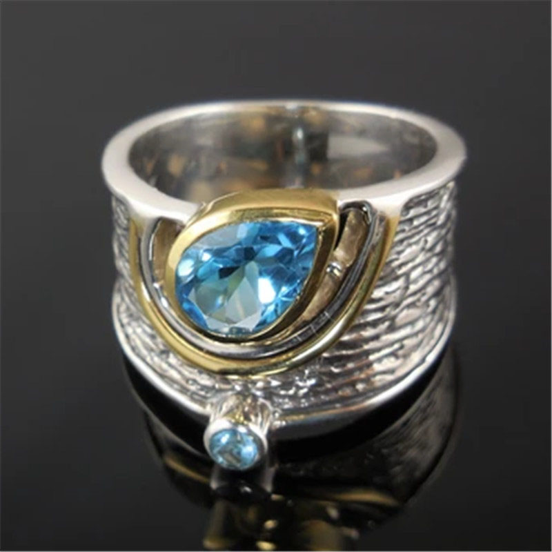 Wholesale Creative Blue Drop Zirconia Fashion Ring