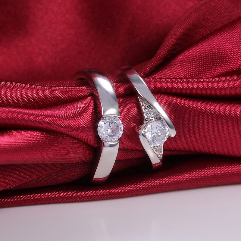 Wholesale Jewelry Korean Couple Couple Finger White Gold Plated Male And Female Rings