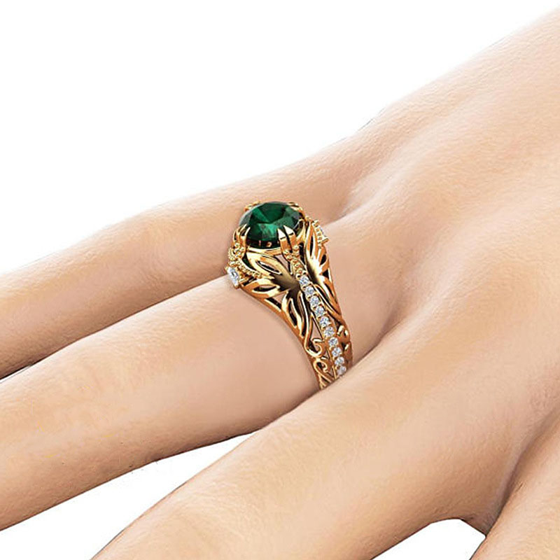 Wholesale Jewelry Popular Emerald Green Zircon Engagement Ring