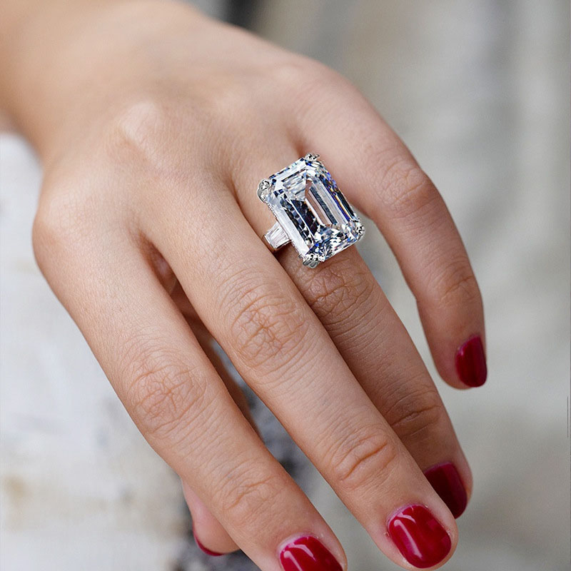 Wholesale Large Rectangular Zircon Wedding Engagement Ring