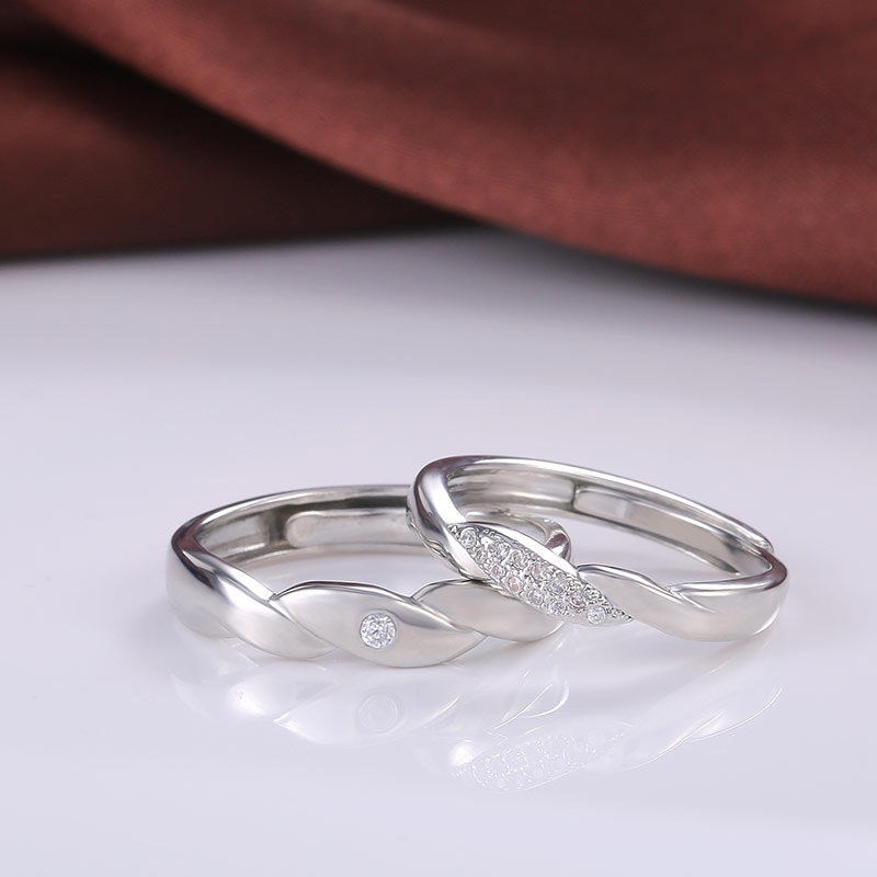 Wholesale Jewelry Couple Openings Male And Female Rings Love Intertwined Rings