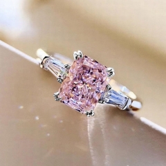 Wholesale Fashion Square Pink Diamond Zircon Ring