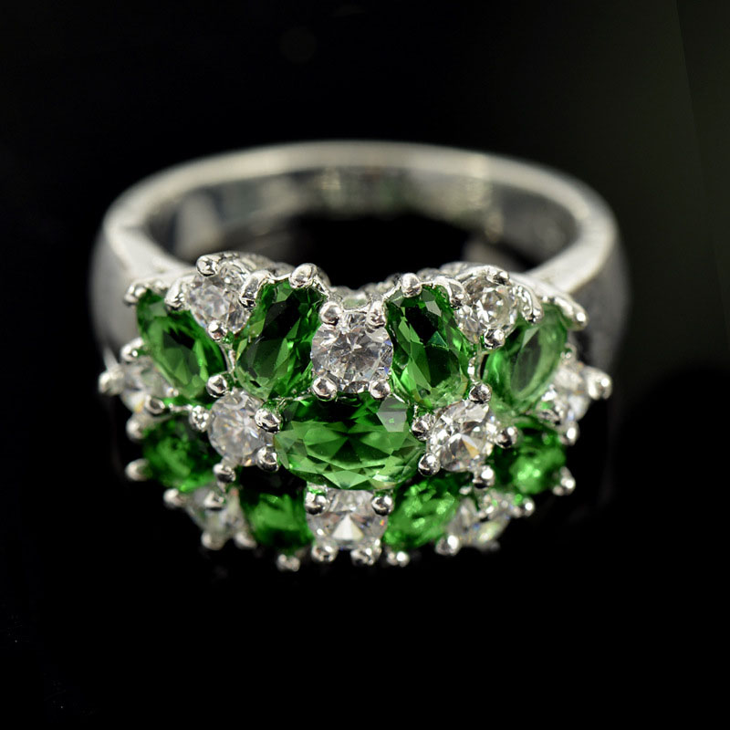 Wholesale Jewelry Silver Plated Gemstone Ring With Zirconia