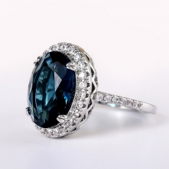 Wholesale Elegant Egg-shaped Blue Zirconia Ring