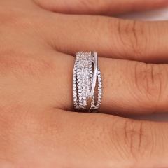 Wholesale Jewelry Geometric Lines Full Of Diamonds Micro Zirconia Gun Black Ring