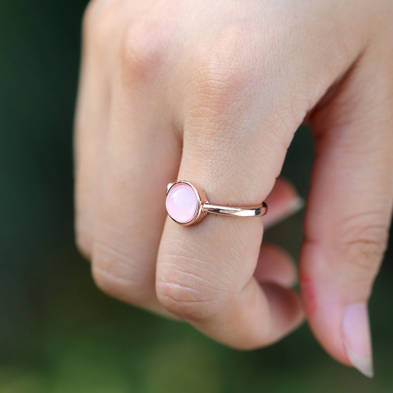 Wholesale Jewelry Fashion Pink Imitation Moonstone Ladies Index Finger Ring