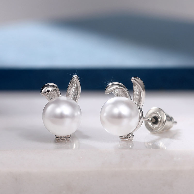 Cute Rabbit Ears Imitation Pearl Earrings Female Simple And Versatile Fashion Manufacturer