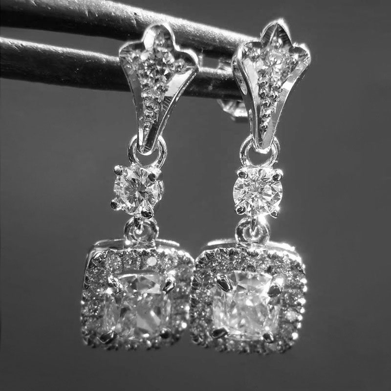 Wholesale Exquisite Ladies Micro-set Full Of Diamonds Hundred Match Earrings Buckle