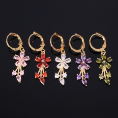 Wholesale Flower Earrings Brass With Zirconia Plated Earrings