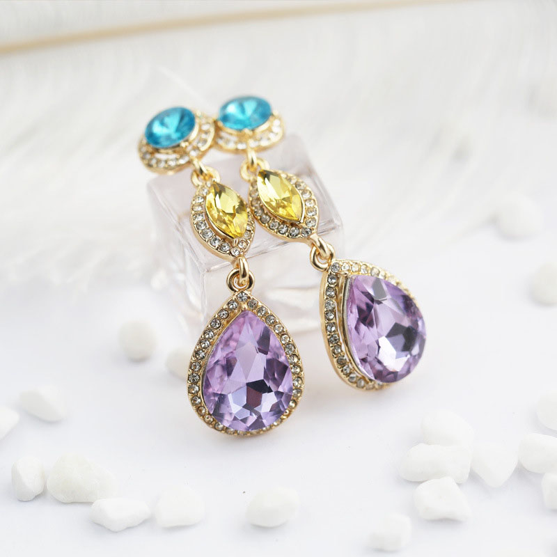 Wholesale Fashion Diamond Encrusted Crystal Women's Earrings Long Accessory