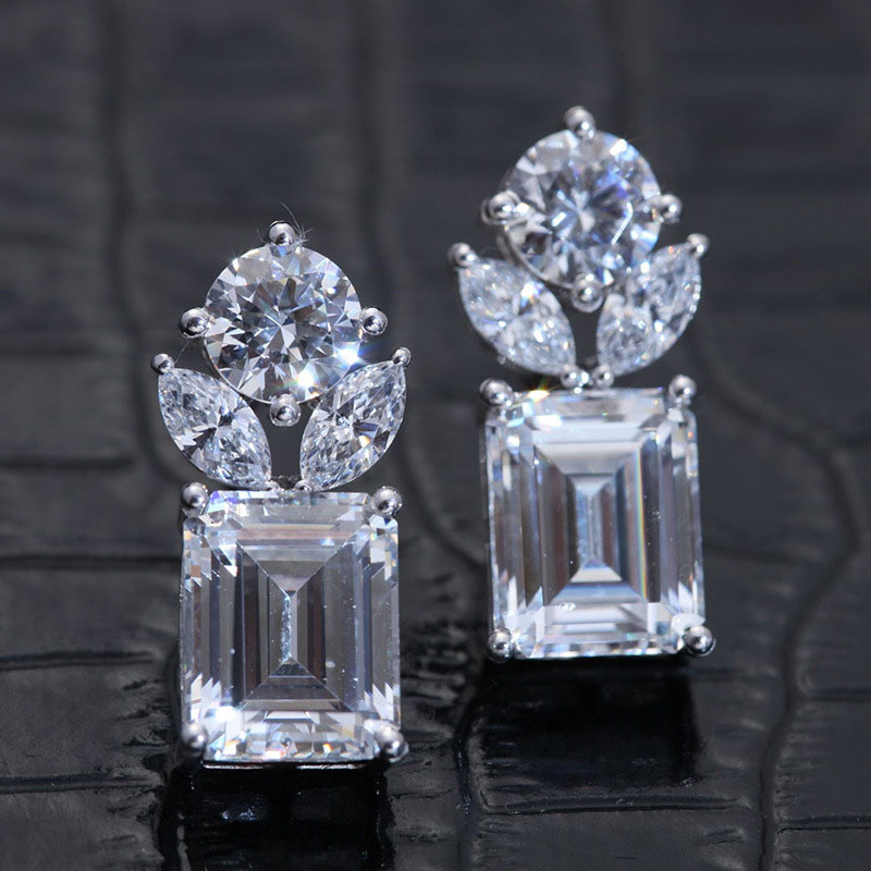 Fashion Simulation Diamond Square Zircon Earrings Manufacturer