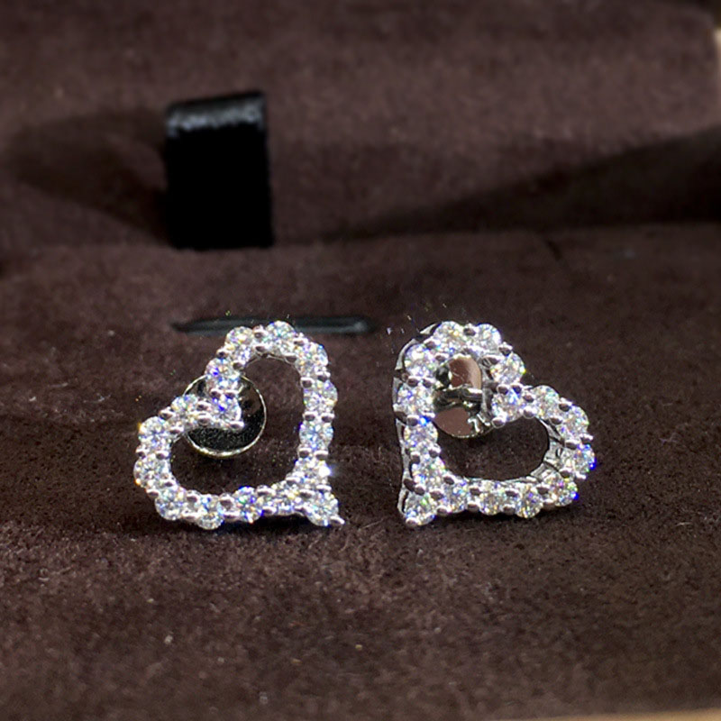 Sweet Love Sparkling Zirconia Earrings White Gold Plated Earrings Manufacturer