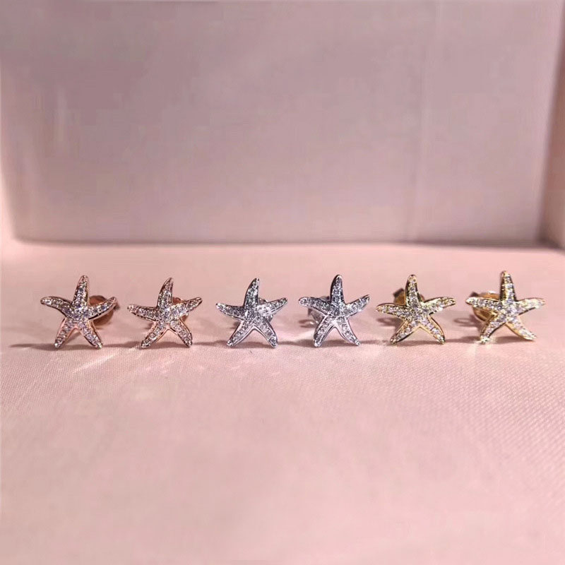 Exquisite Small Starfish Zircon Earrings Manufacturer