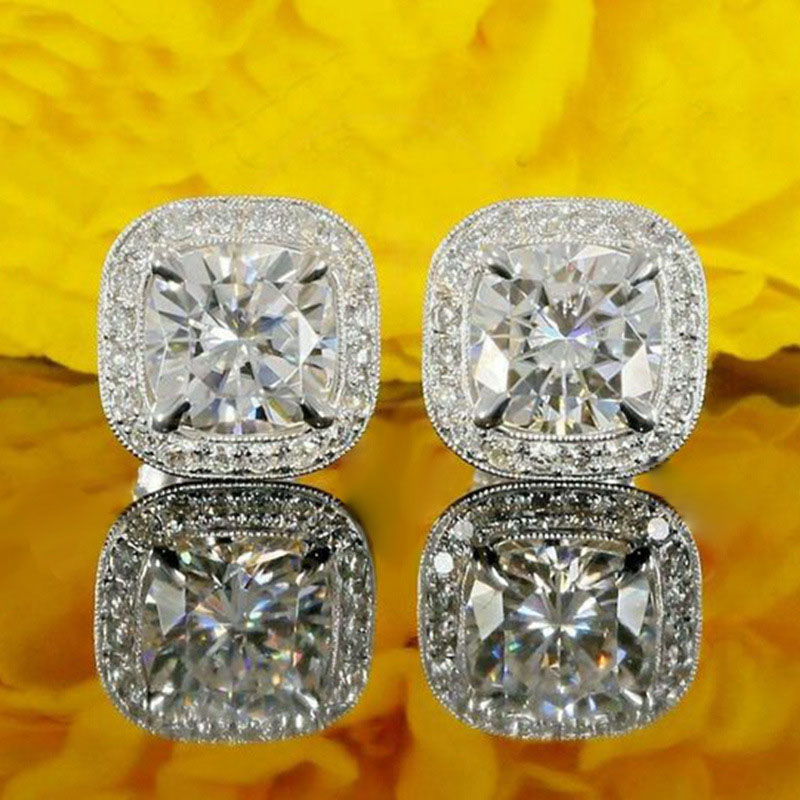 Classic Four Claw Princess Square Package Zirconia Earrings Fashion Commuter Earrings Manufacturer