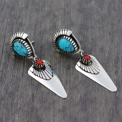 Wholesale Vintage Imitation Turquoise Earrings Ethnic Earrings