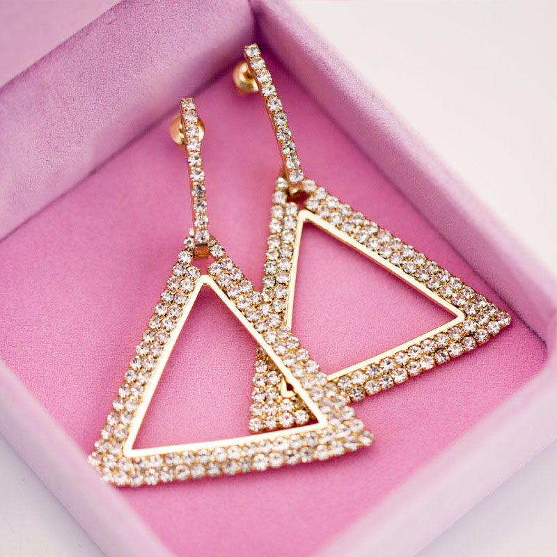 Wholesale Exaggerated Geometric Triangle Copper Earrings