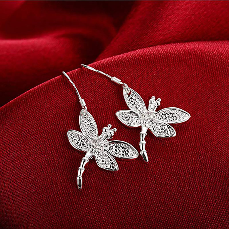 Wholesale Fashion Plating With Zirconia Dragonfly Earrings Simple And Versatile Insect
