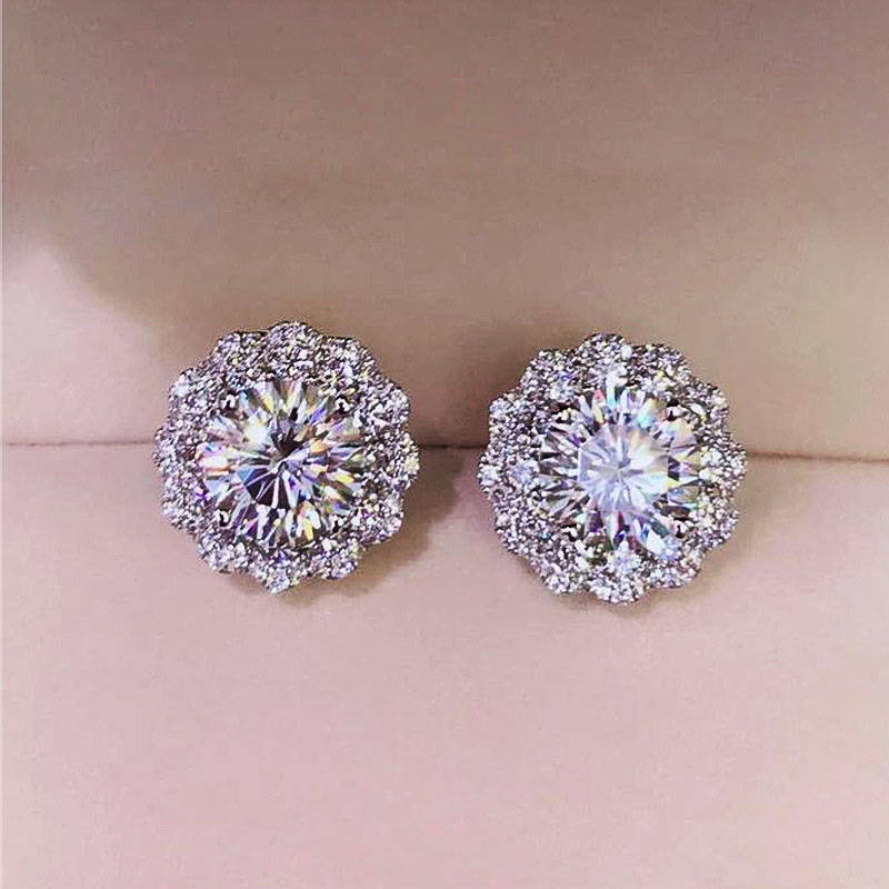 Exquisite Zirconia Sun Flower Earrings With Diamonds Creative Fashion Ladies Earrings Manufacturer