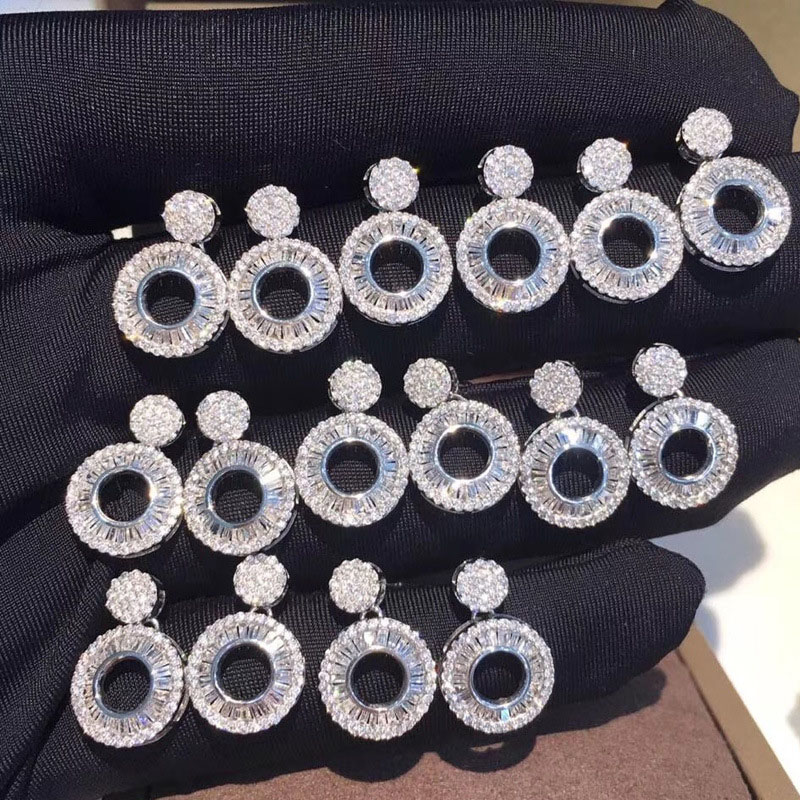 Fashionable Light Luxury Style Round Full Diamond Zircon Earrings For Women Manufacturer