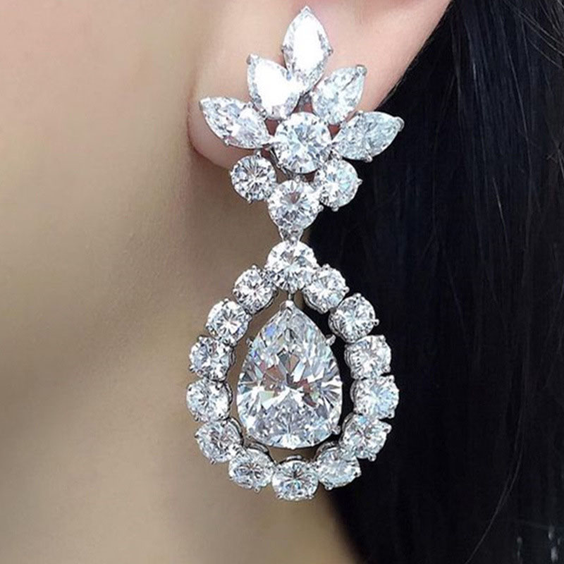 High-end Luxury Bridal Drop Zirconia Earrings Manufacturer