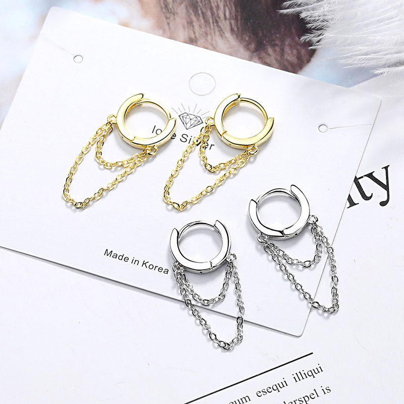 Long Tassel Dangle Earrings Fashion Circle Double Chain Earrings Manufacturer