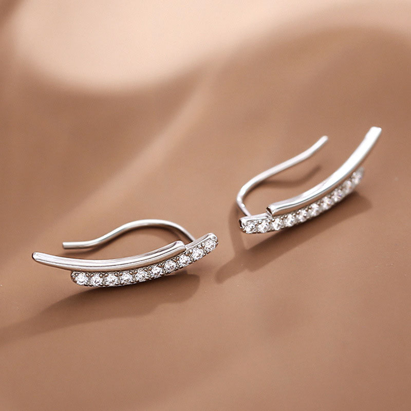 Arc Smile Earrings Female Simple One Word Double Layer Flash Diamonds Manufacturer