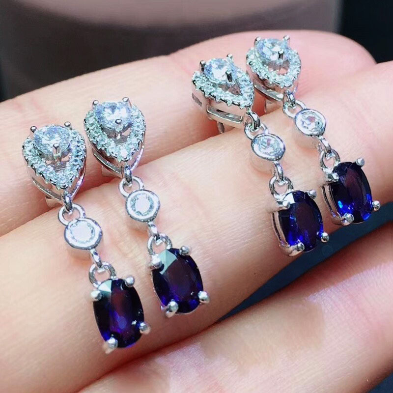 Fashion Blue Crystal Earrings Water Drop Blue Zircon Earrings Manufacturer