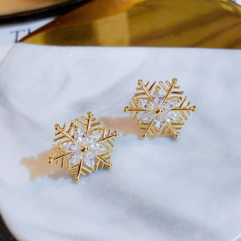 French Netflix Snowflake Zirconia Earrings Manufacturer
