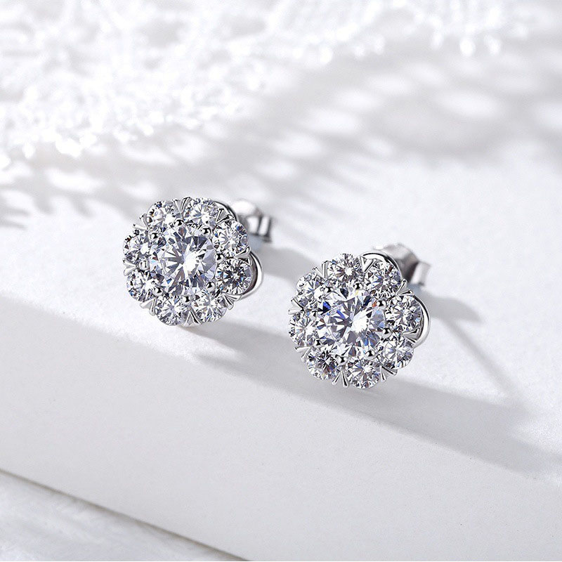Delicate Full Diamond Flower Zirconia Earrings Creative Earrings Manufacturer