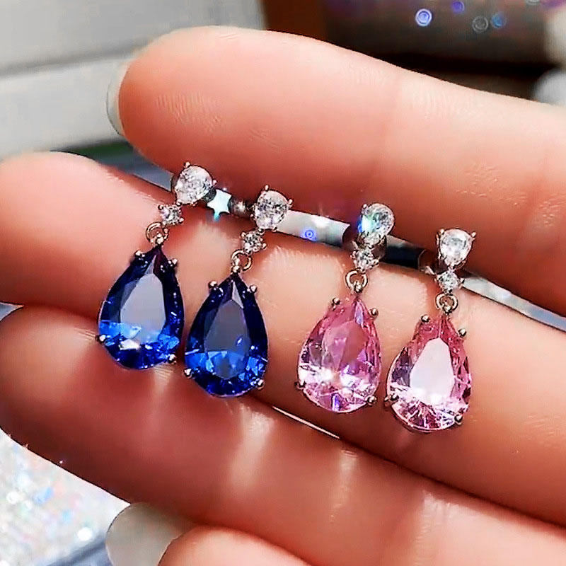 Pink Diamond Pear-shaped Drop Earrings For Women Manufacturer