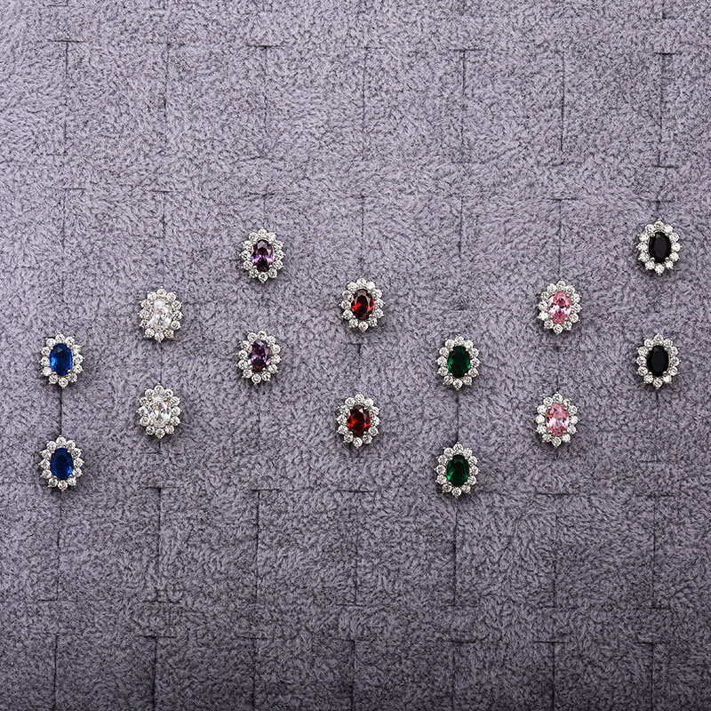 Wholesale Fashion Flower-shaped Colorful Earrings Ladies Creative Generous Zirconia Earrings