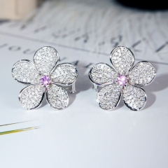 Sweet Floral Earrings Korean Version Of Creative Pink Flower Earrings Manufacturer