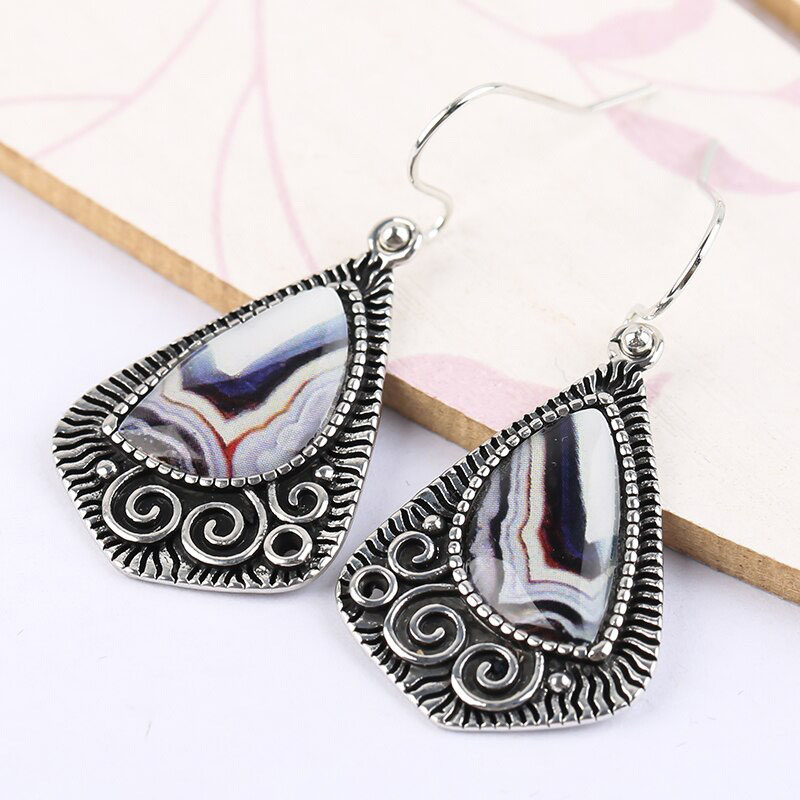 Bohemian Ethnic Earrings Vintage Doctored Feeling Plated Antique Silver Earrings Manufacturer