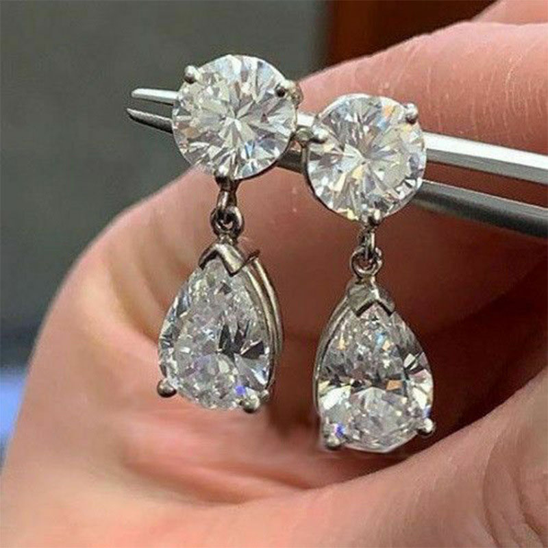 Water Drop Pear-shaped Zircon Earrings Female Romantic Bridal Earrings Manufacturer