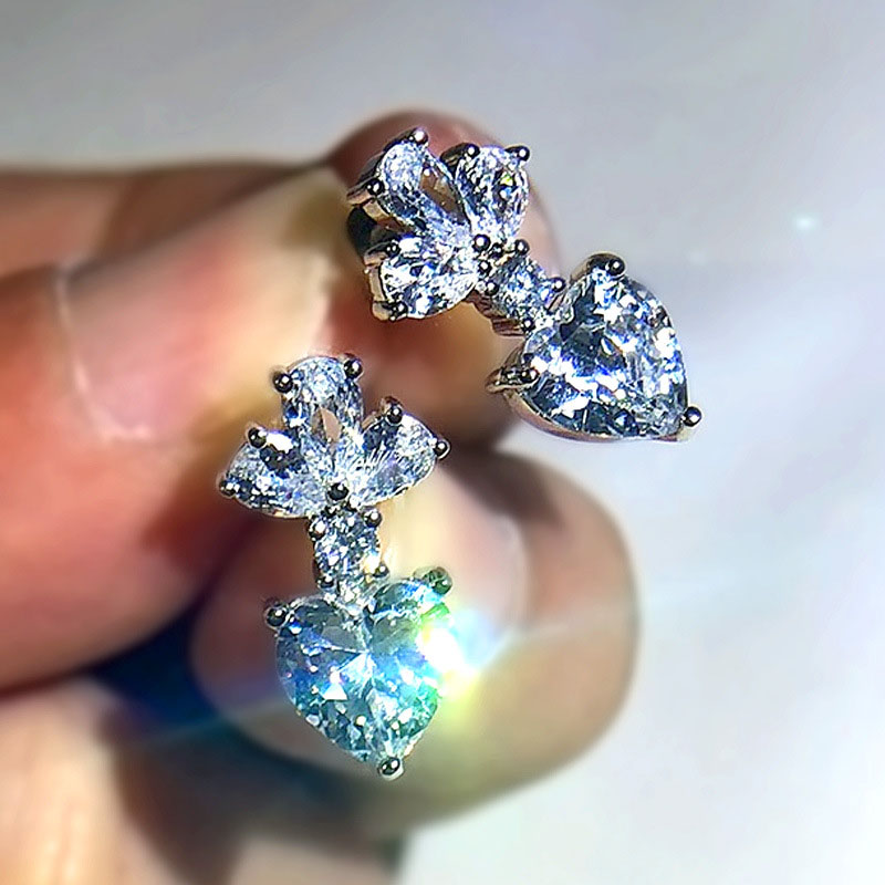 Luxury Zirconia Earrings With Heart Manufacturer