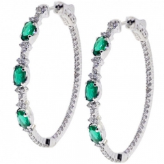 Micro-set Green Zirconia Large Circle Earrings Luxury Hoops Manufacturer
