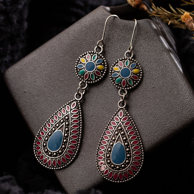 Bohemian Style Oil Drops Droplet-shaped Alloy Dangle Earrings Manufacturer