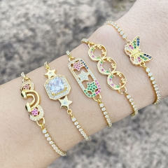 Simple Zircon Fashion Colorful Diamond Rainbow Star Butterfly Bracelet Supplier