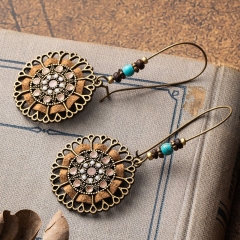 Round Hollow Carved Earrings Ethnic Style Earrings Distributor