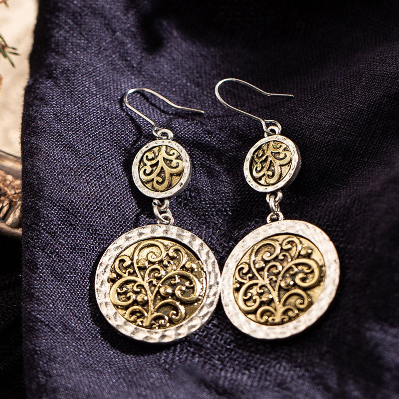 Vintage Alloy Hollow Carved Gold And Silver Earrings Fashion Manufacturer