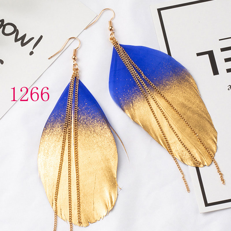 Gradient Color Leaf Chain Alloy Earrings Manufacturer