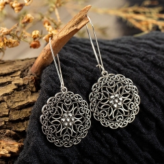 Round Hollow Flower Ring Alloy Creative Earrings Manufacturer