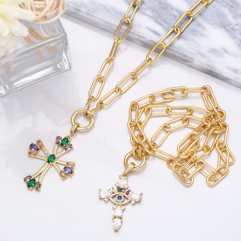 Creative Cross Devil's Eye Pendant Necklace Collarbone Chain Supplier