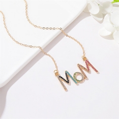 Creative Diamond-encrusted Mom Necklace Colorful Diamond Clavicle Chain Mother's Day Small Gift Supplier