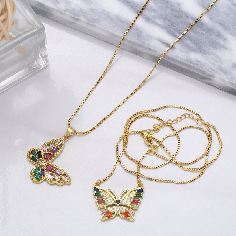 Bohemian Colorful Zirconia Butterfly Necklace Clavicle Chain Supplier