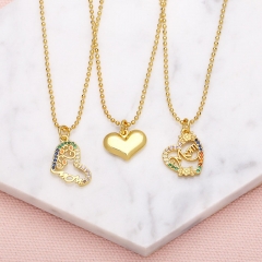 Simple Three-dimensional Heart-shaped Necklace Colored Zirconia Mom Clavicle Chain Manufacturer