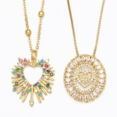 Colorful Diamond Zirconia Pendant Necklace Hollow Heart-shaped Collarbone Chain Supplier