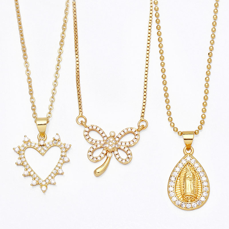 Diamond-set Drop Virgin Mary Pendant Necklace Supplier