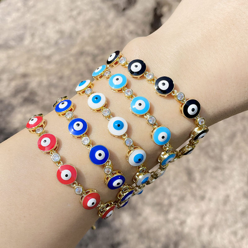 Simple Colorful Oil Drip Evil Eye Bracelet Manufacturer